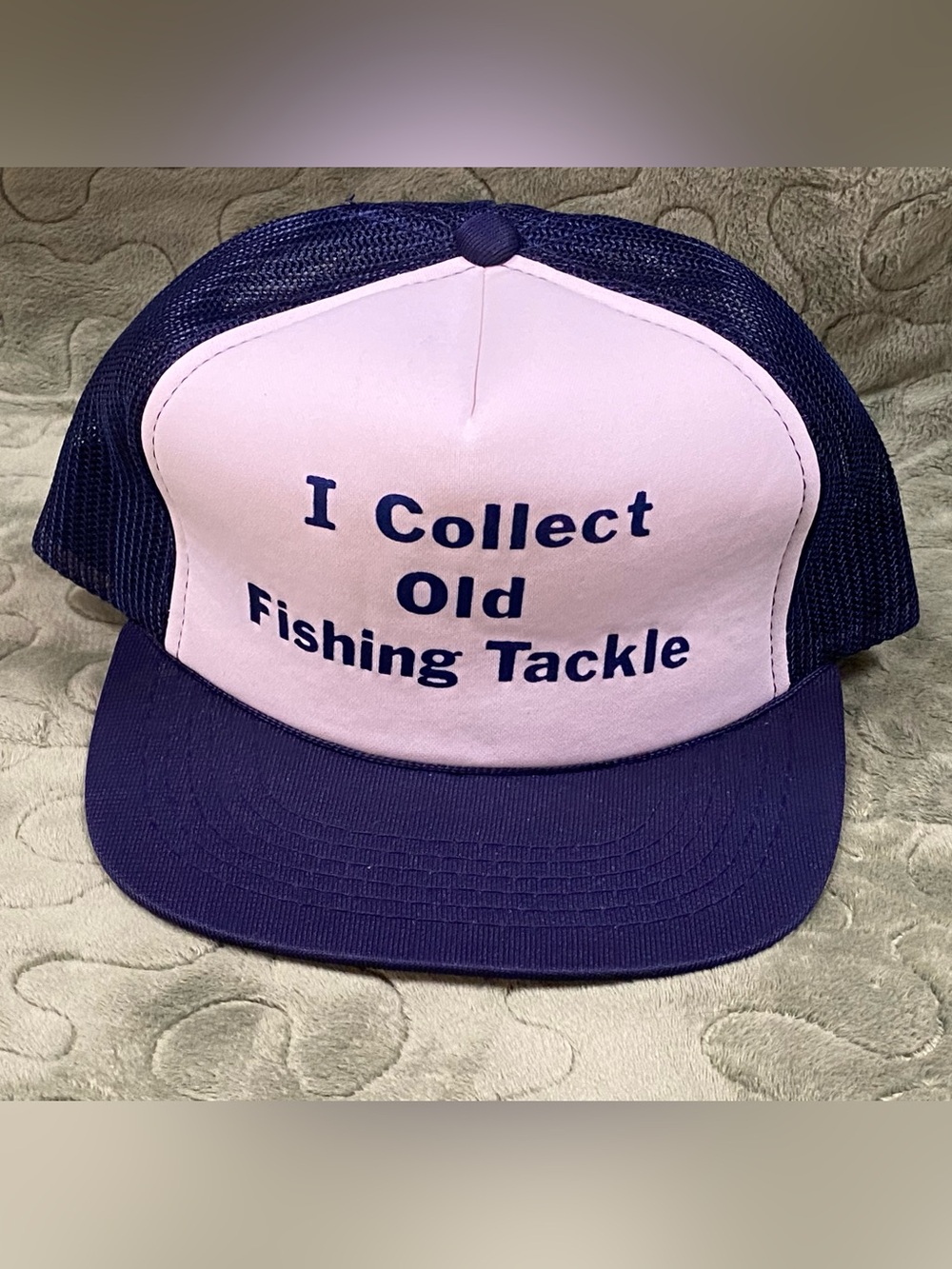 VTG 80s SnapBack Mesh Trucker Hat, Hanes Headwear, I Collect Old Fishing Tackle